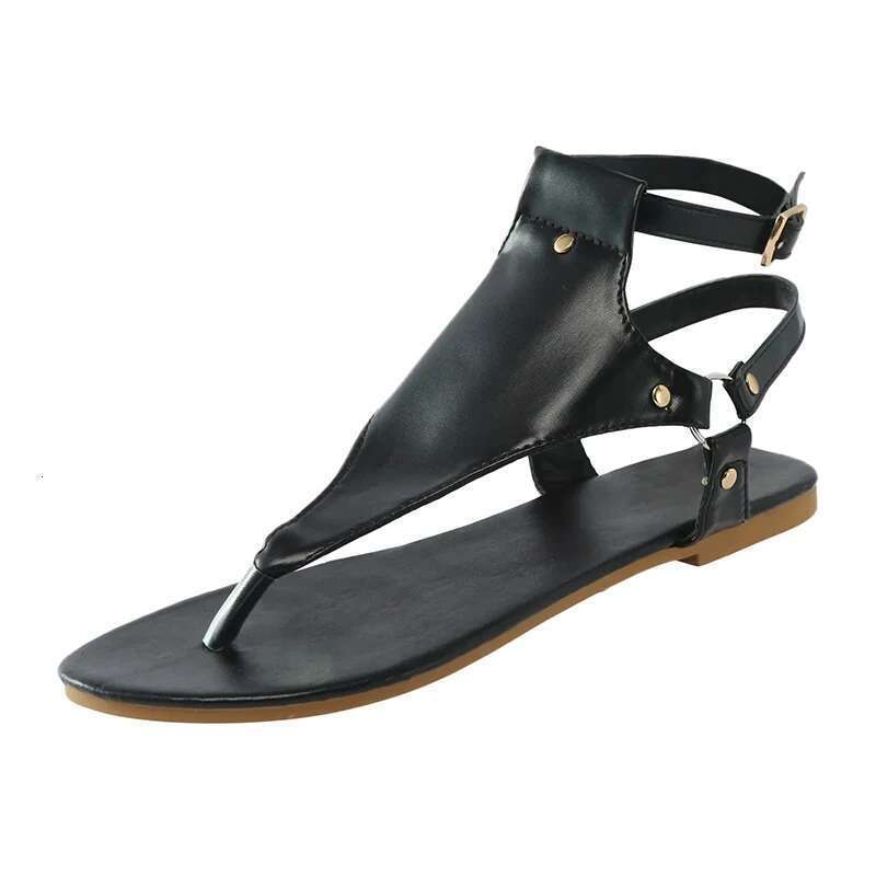 Women Flats Summer Slippers Pu Leather Flip ps Belt Buckle Female Shoes Roman Fashion Women's Sandals atos Mujer 's