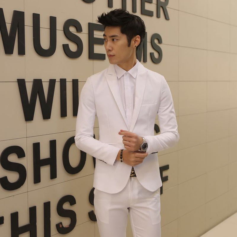 G2291Stylish Young Man's Korean Fashion Slim Fit Suit - Elegant Dress Wear for Students