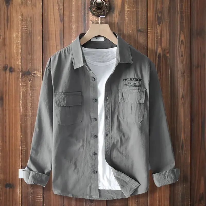 Spring Autumn Fashion Turn-down Collar Long Sleeve Solid Mens Clothing Blouse Casual Loose All-match Trend Simplicity Shirts 250225