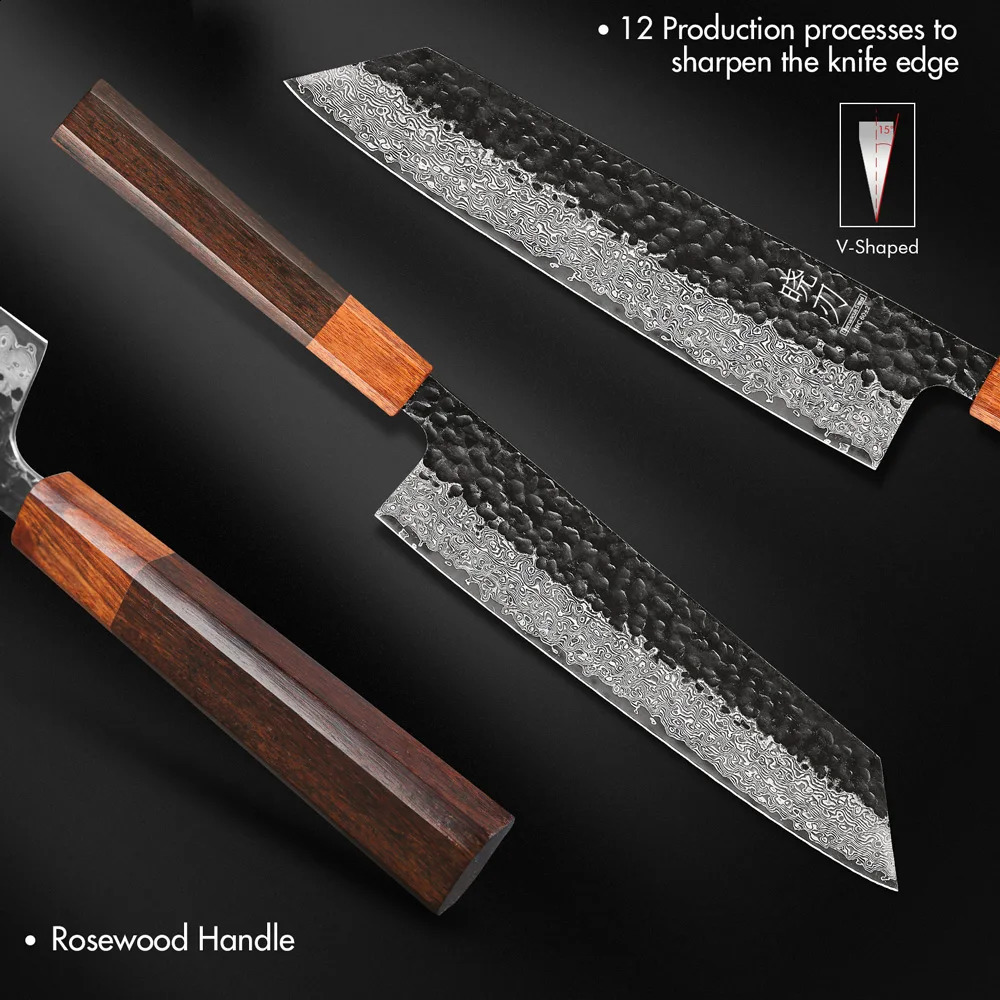 8.2 Japanese Kiritsuke Chef Knife Damascus Steel Tip Vegetable Cutting Machine VG10 Hand Forged Professional Kitchen Knife 250226
