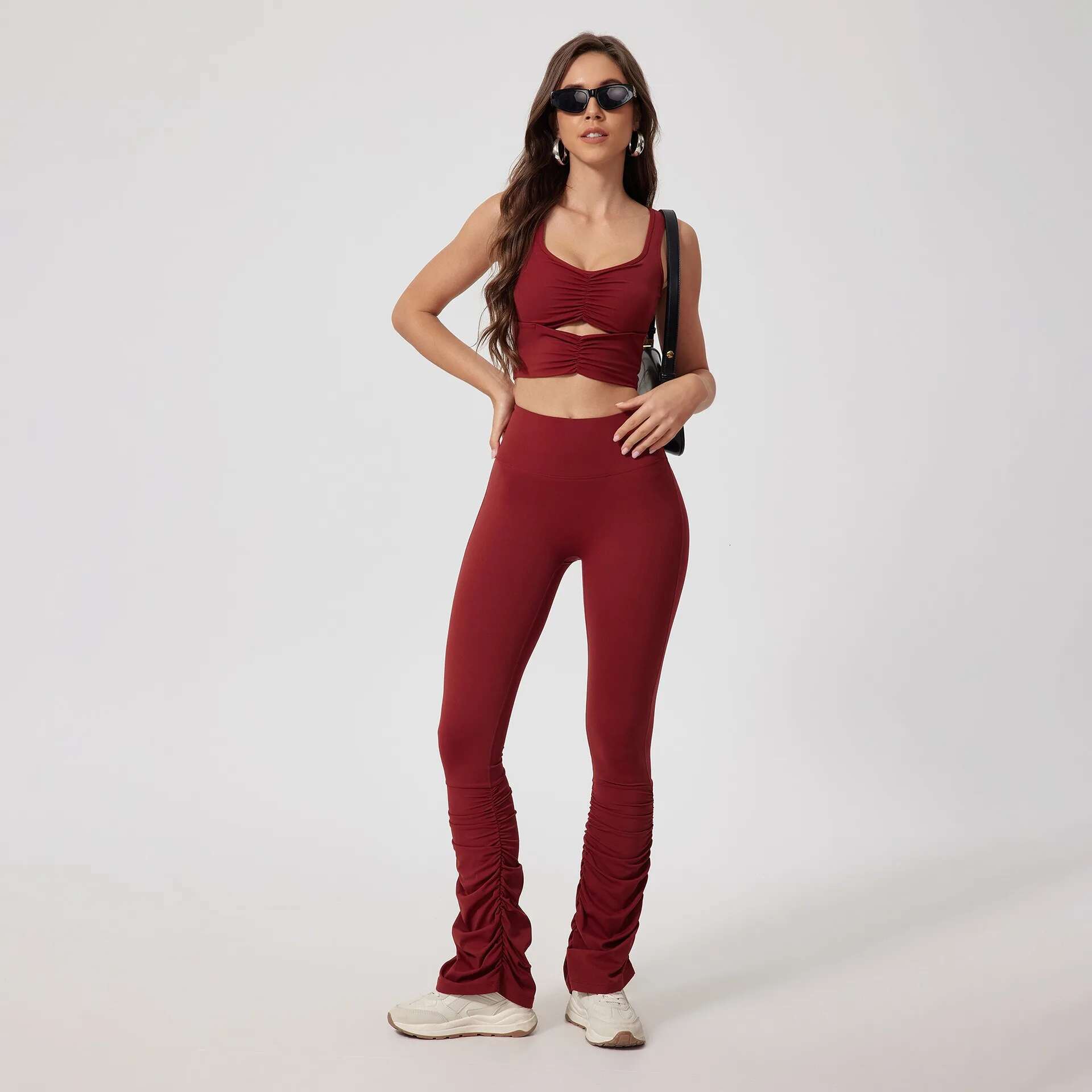 Women Gym Clothing Yoga Sets 2 Pieces Workout Outfits Fiess Pilate Tracksuits High Waist Leggings Sports Bra Athletic Wear
