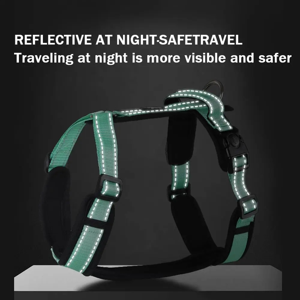 Y-Shaped Dog Harness with Adjustable Durable Nylon Soft Padding Metal Buckles and Leather Handle for Small Medium Large Dogs 250224