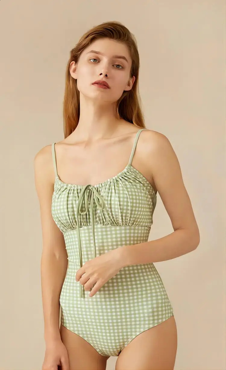 onepiece bikini drawstring backless swimsuit for women 250227