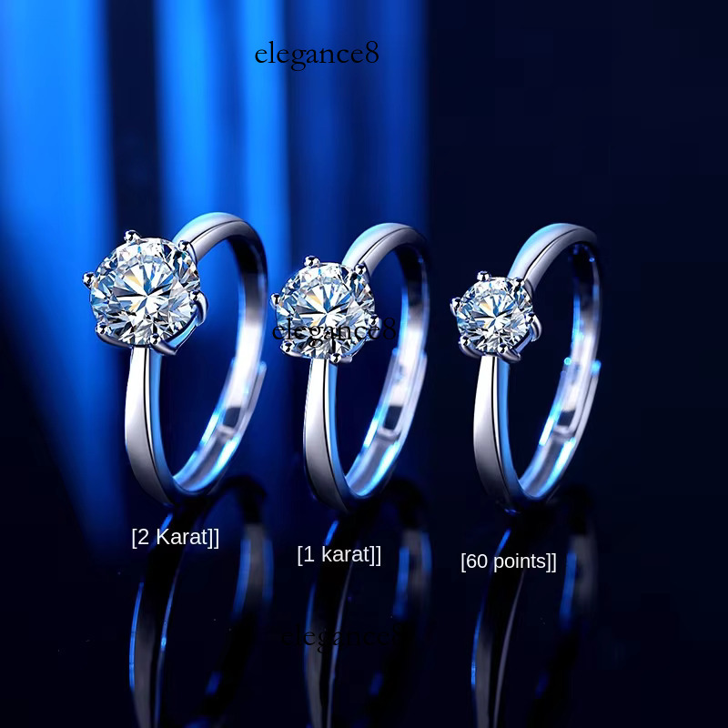 0.6/1ct/2ct Classic D S Pure Sier Six Claw Moissanite Wedding Engagement Ring