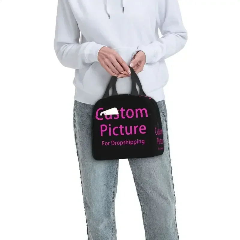 Personalized Custom Po Insulated Lunch Box DIY Print Reusable Warm Cooler Thermal Lunch Bag Picnic Container Tote Bags 250228