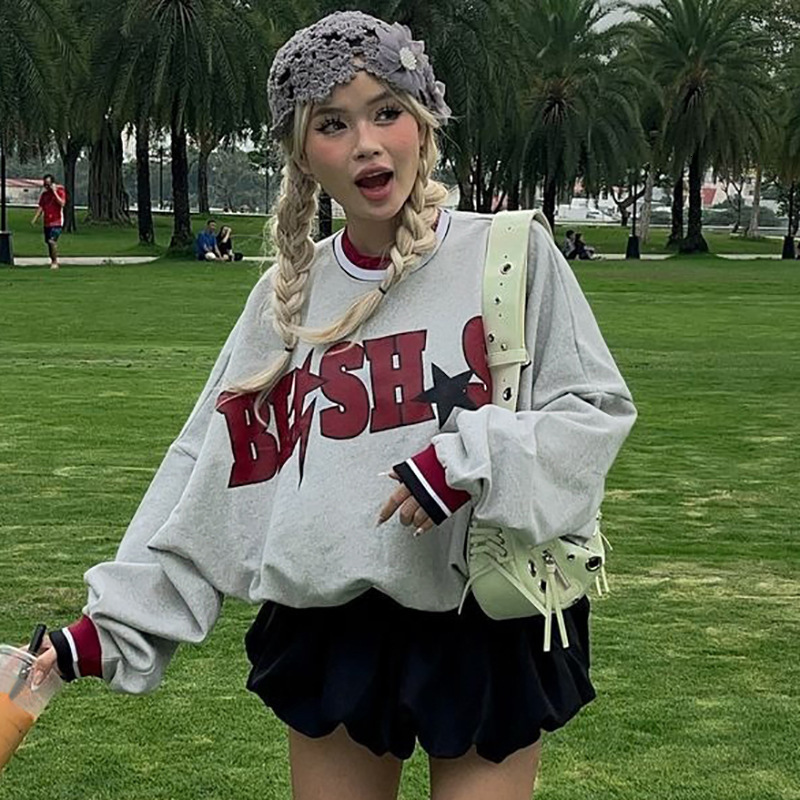Hot Selling Women's Clothing New4 Autumn New Product Fashionable Street Loose Letter Printed Long Sleeved Pullover Jacket For Women