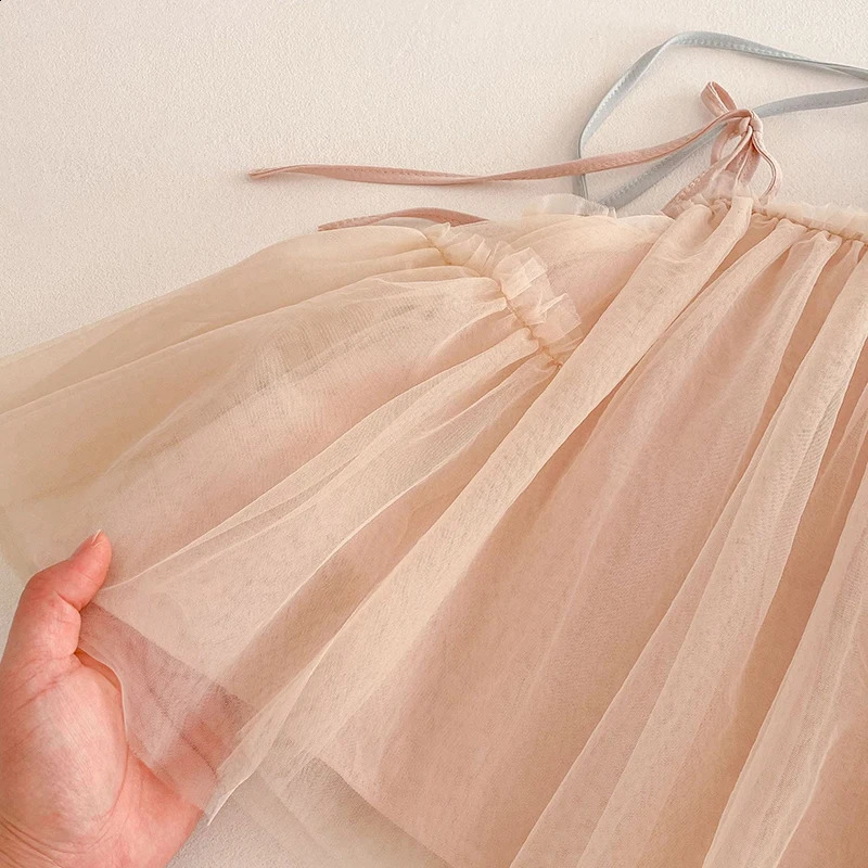 0-3Y Summer Baby Girls Straps Princess Dress Korean Style Cute Childrens Tulle Suspenders Dress Toddler 1st Bithday Clothes 250228