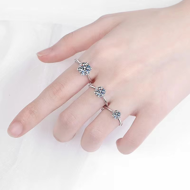 Moissanite Ring Women's Pure Sier Plated PT950 Gold Ins Style Fashion Design High end Light Jewelry