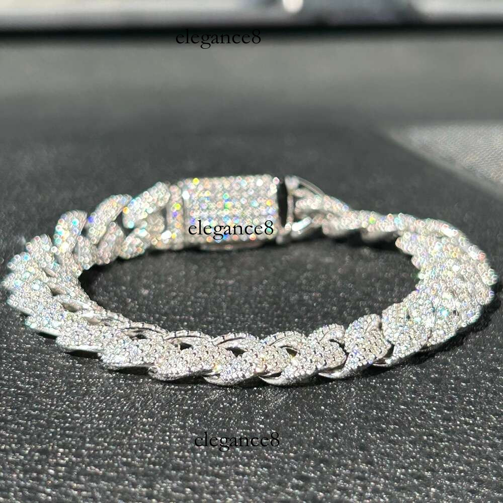 Meisidian 6 Inch S Sier Iced Out Dia Cuban k Moissanite Bracelet For Mens