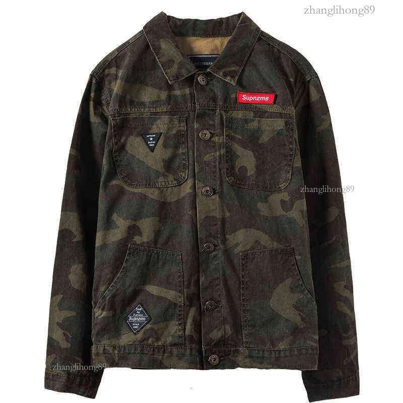 2022 Men's Wholesale Teenagers Japanese Workwear Jacket Korean Camoflage Loose Youth Black Denim Jacket Men's Casual Top Clothes T2
