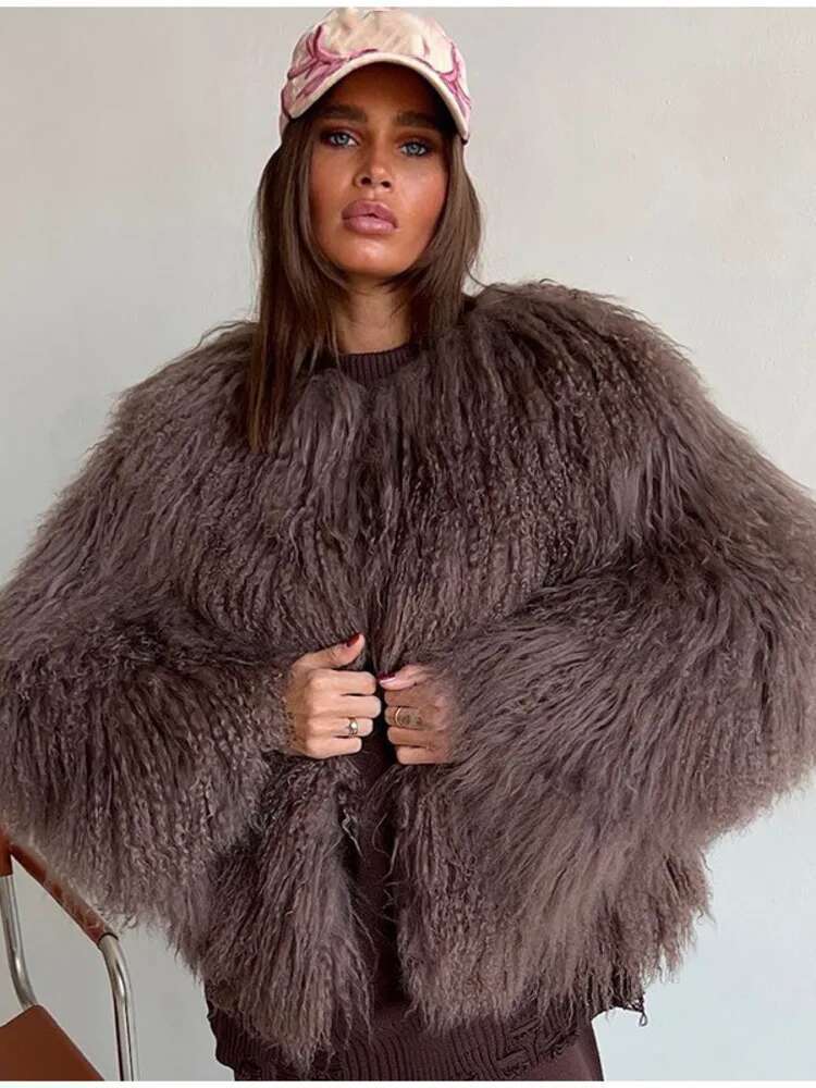 LGRQ 2025 new fashionable and elegant solid color faux fur jacket,open without botton WQ1019116L