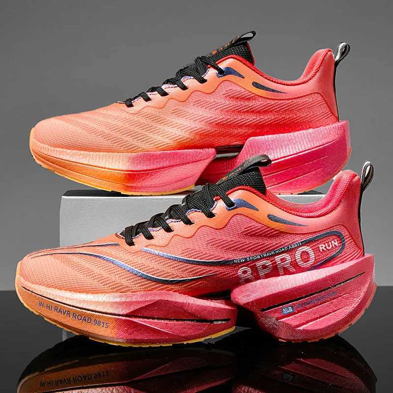 Carbon Plate Men Sports Marathon Air Cushion Running Shoes Breathable Lightweight Wen Massage Athletic Nonskid Sneakers Z250304