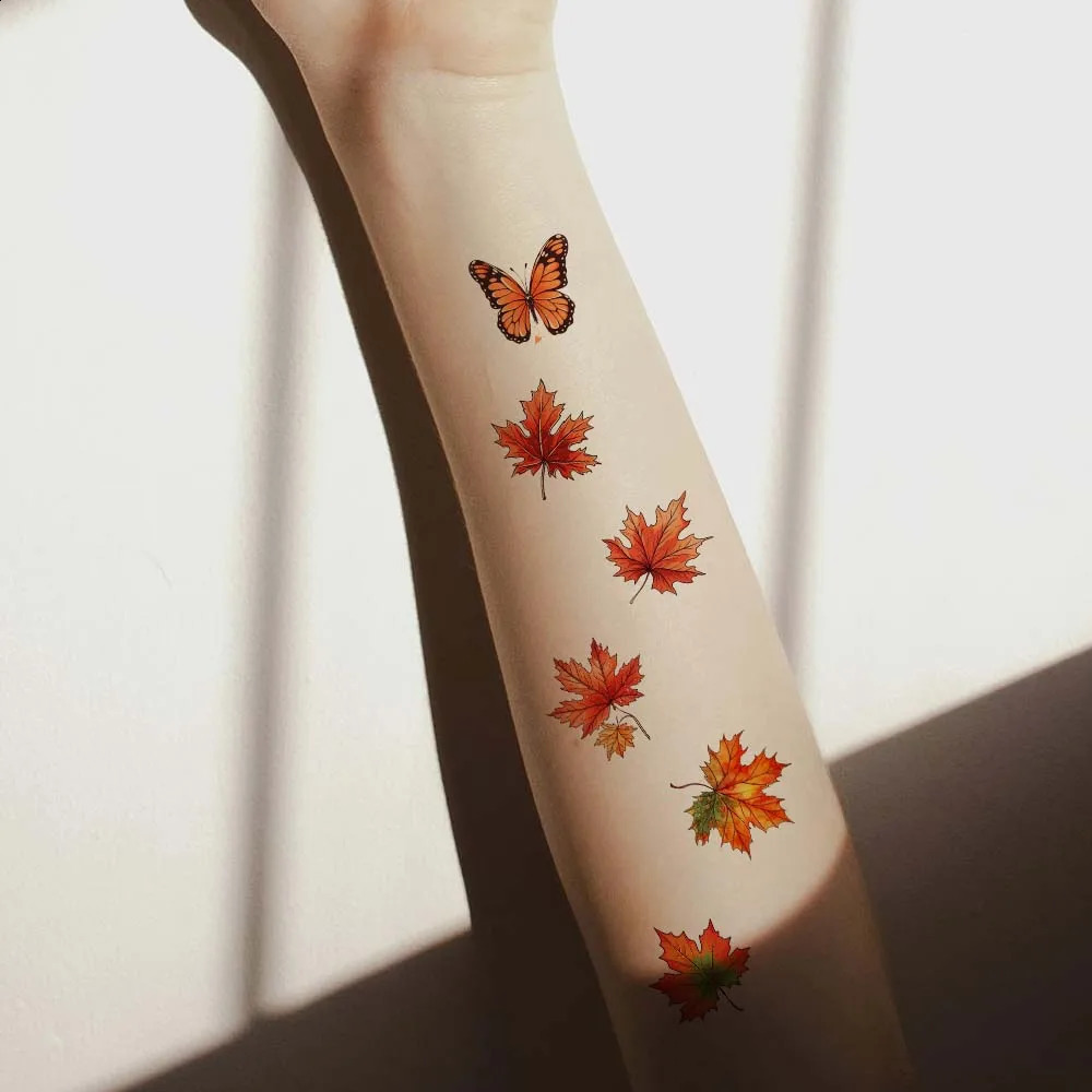 10 piecesset of art retro floral tattoo stickers arm collage body decoration disposable 250219
