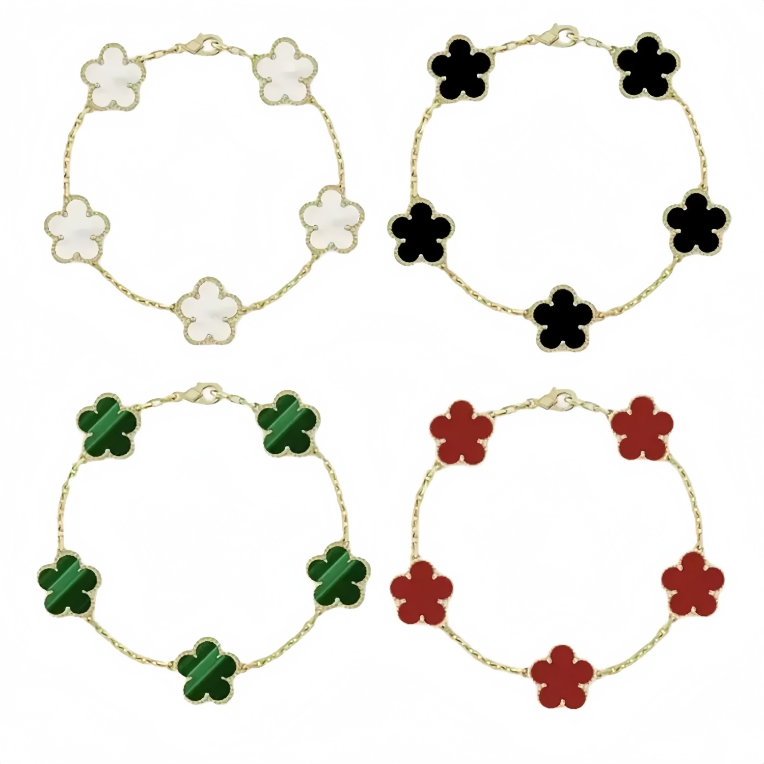 Designer Bracelet for Women Luxury Clover Bracelet Designer Jewelry for Woman Steel Plate Bracelets Gold Womans Chalcedony Classic 4 Four Leaf Bracelet Set Jewlery