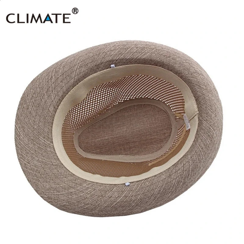 CLIMATE Summer Straw Hat Fedora Cool Men Vintage StrawPanama Hat Paper Retro Hats for Man Solid Fedoras Cap Fedora Men Hat Cap 250228