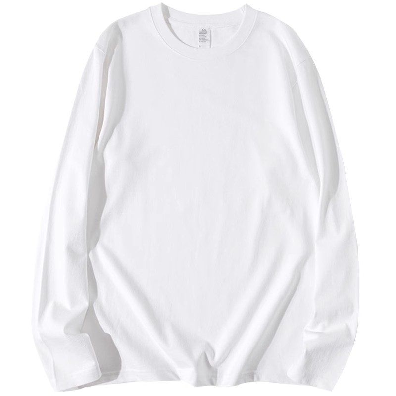 G190 Pure cotton simple white bottoming shirt for women Spring and autumn round neck long sleeve T-shirt for women