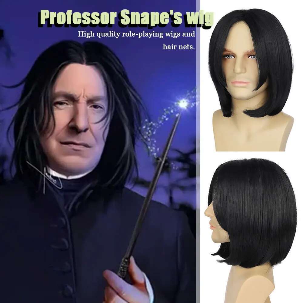 Wizard Synthetic Dark Professor Severus For Adults Assassin Wick Costume Mens Black Halloween Cosplay Wig