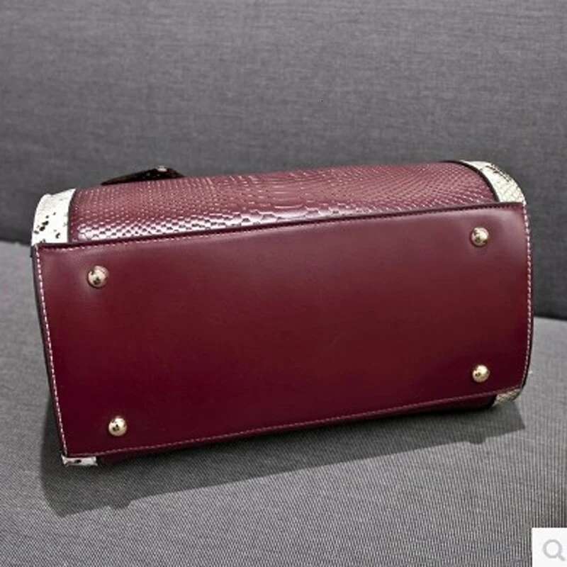 new style New Women's Fashionable Snake Pattern Boston Handbag, Large-Capacity Multi-Compartment Double Handle, Detachable Strap, Can Be Worn On 