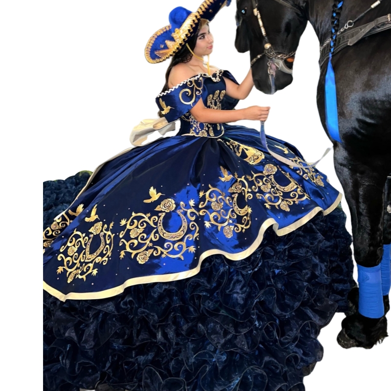 Princess Quinceanera Dress Off Shoulder Satin And Organza Tiered Princess Sweet 16 Dresses Gold Embroidery Luxury Vestido De 15 Anos Prom Boutique Spe
