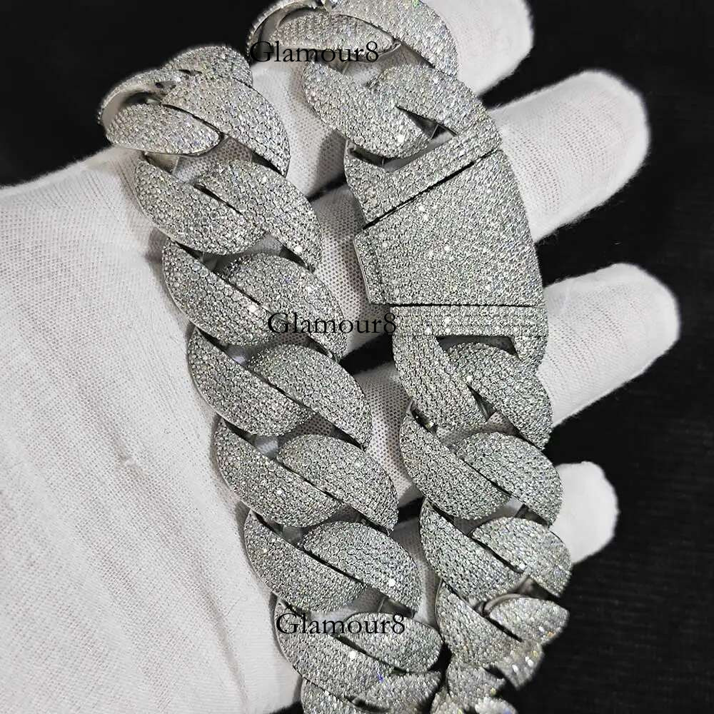 Hip Hop Rock Exaggerated 22mm Chunky Choker Jewelry Iced Out Full Cuban k Chain Bracelet For Men