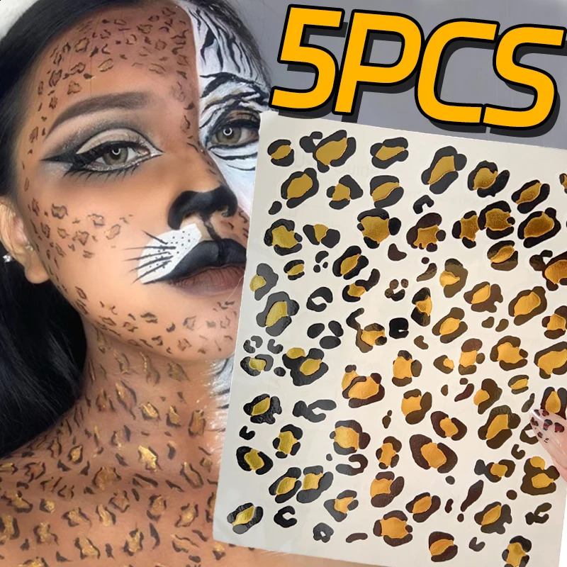 Leopard Print Temporary Tattoo Sticker Waterproof Disposable Face Body Retro Water Transfer Tattoos Decals 250219