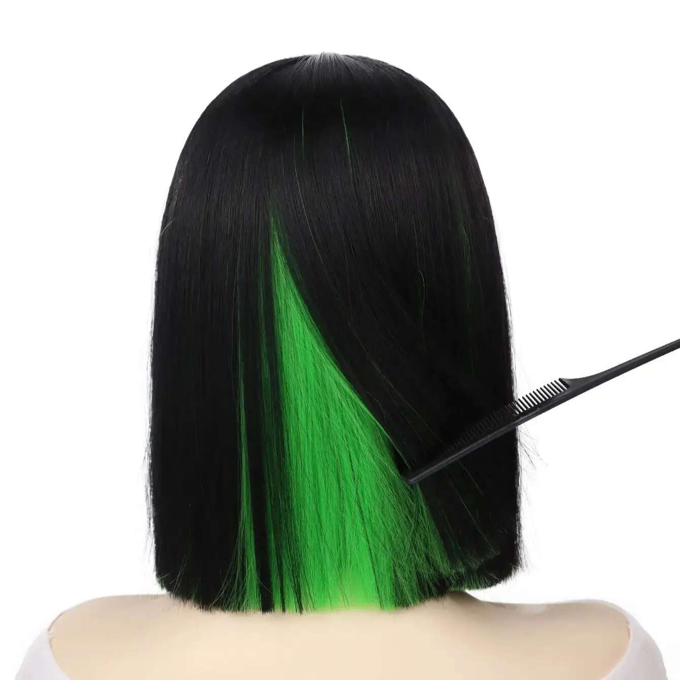 Wigs Synthetic Short Straight Wig Women Shoulder Length Green Red Pink Yellow Bob For Daily Party Use