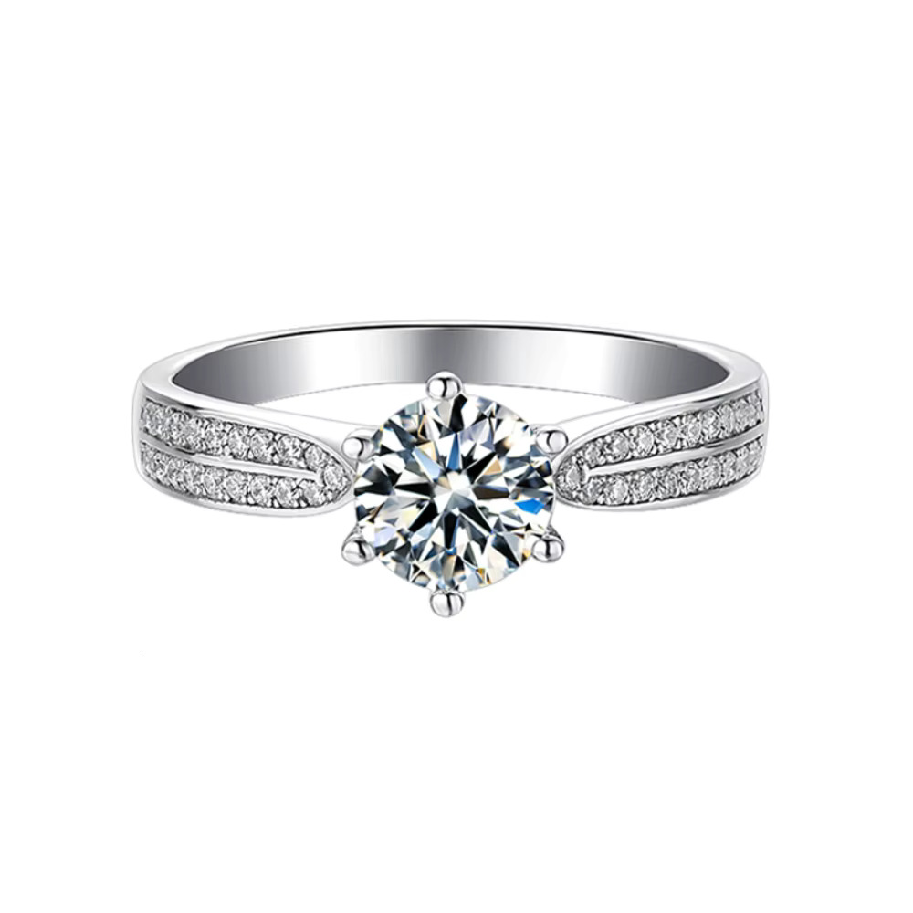 Elegant pure sier 1ct engagement with rhodium plated silica for women's commitment ring