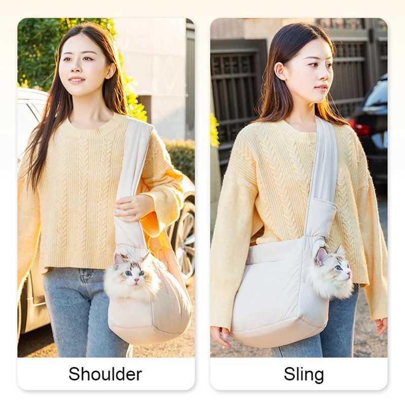 Pet Carrier Shoulder Bag Cat Carrier Sling Bag Winter Outdoor Puppy Travel Bag Portable Warm Cat Walking Bag 250205