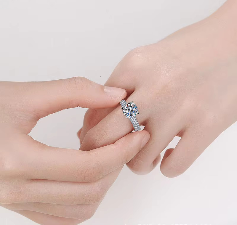 Silica ring women, 2ct quad wedding ring, sier and gold plated, 950 platinum plated for women