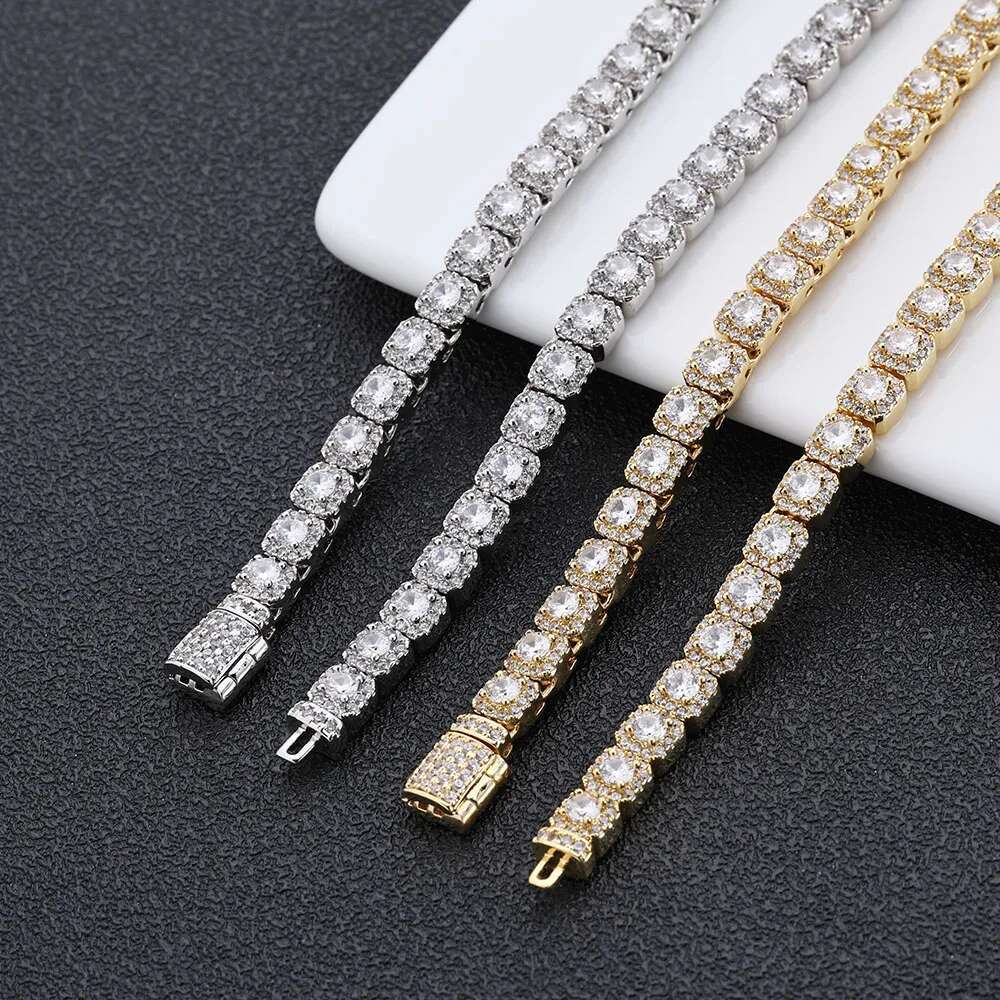 Hip Hop Jewelry 5mm Female Iced Tennis Chain Choker Bg Zircon Cluster Dia Necklace for Women Christmas Day Gift
