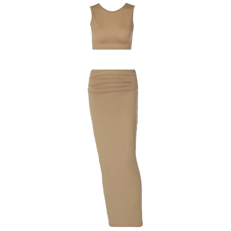Women's Clothing New4 Summer New Product Sexy Backless Strapless Top Slim Fit Solid Color Skirt Set