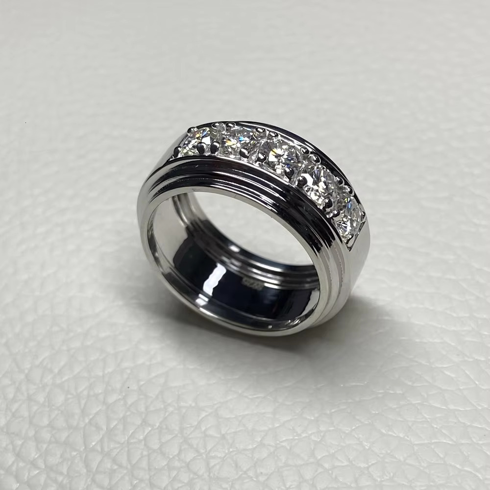 Sier Laboratory Round Moissanite Men's Ring Anniversary Gift