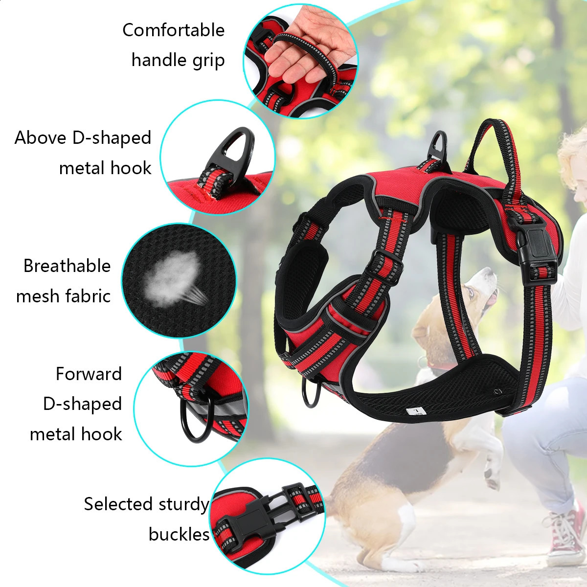 Adjustable Dog Harness Vest Pet Reflective Breathable Vest Chest Strap for Small Medium and Large Dogs for Outdoor Walking 250224
