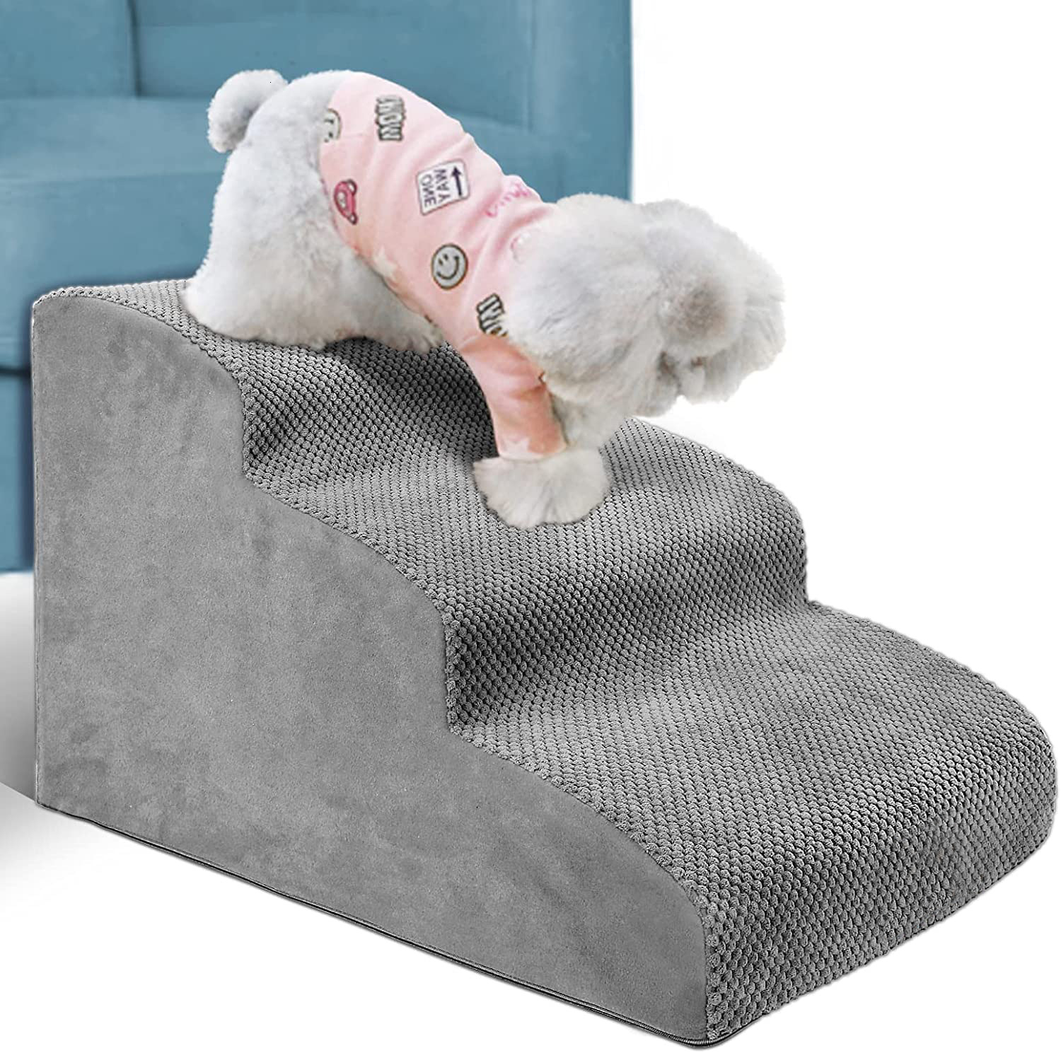 Pet Climbing Ladder Dog Getting Up And Down Sofa Bed Sponge Steps Ramps Slope Style Cat Stairs