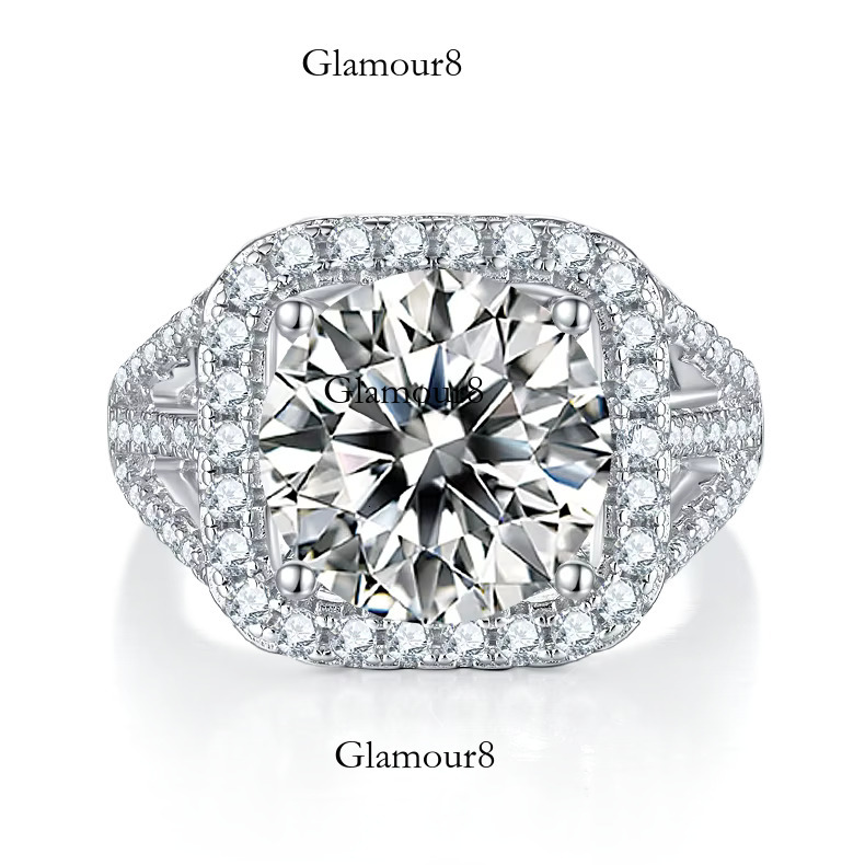 Classic With 5.0CT D White Moissanite Ring for Women