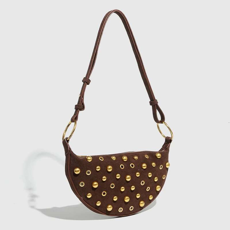 Saddle Underarm Bags For Women Designer Handbags And Purses 2025 New In Casual Rivet Decoration Double Shoulder Strap