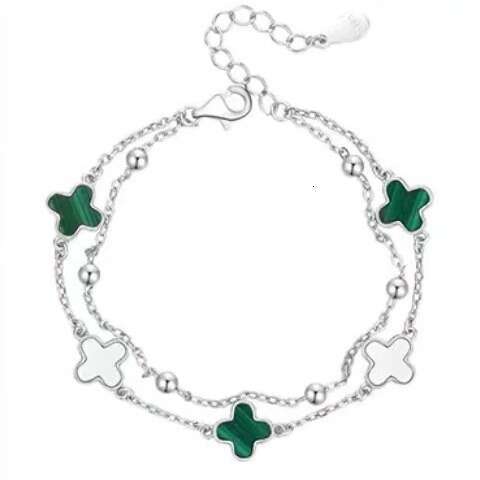 designer Clover double-layer girls, five wer bracelet for girlfriends, light jewelry, Instagram niche design, 2024