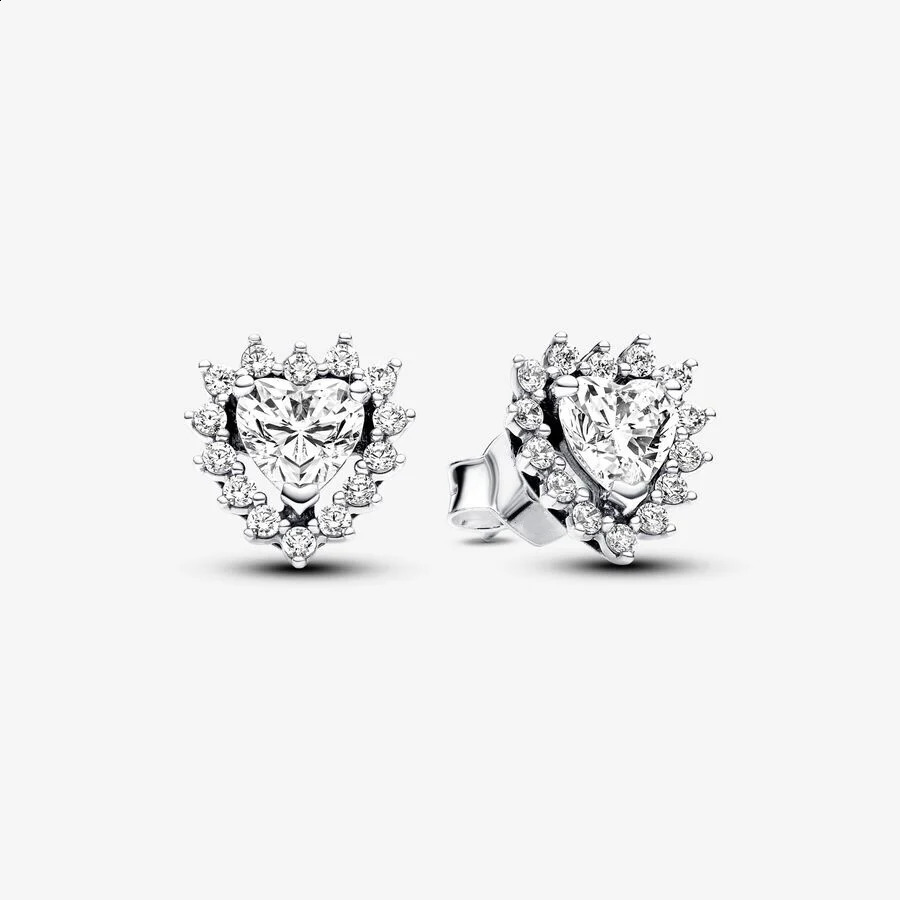 100% 925 sterling silver double circle heart-shaped zircon romantic earrings suitable for womens charming Diy exquisite jewelry gifts 250228
