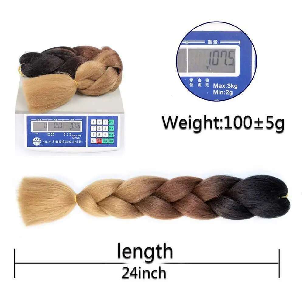 Ombre Brown Synthetic 1Pcs 24 Inch 3 Tone Blonde Crochet Braiding Hair Extensions