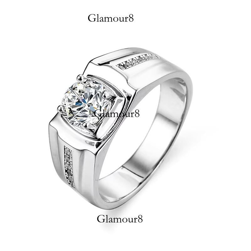 High quality 1 moissanite sterg sier anti discoloration ring, suitable for men's finger jewelry
