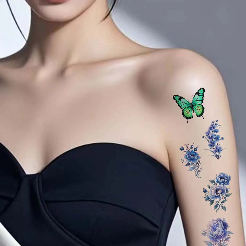10 piecesset of art retro floral tattoo stickers arm collage body decoration disposable 250219