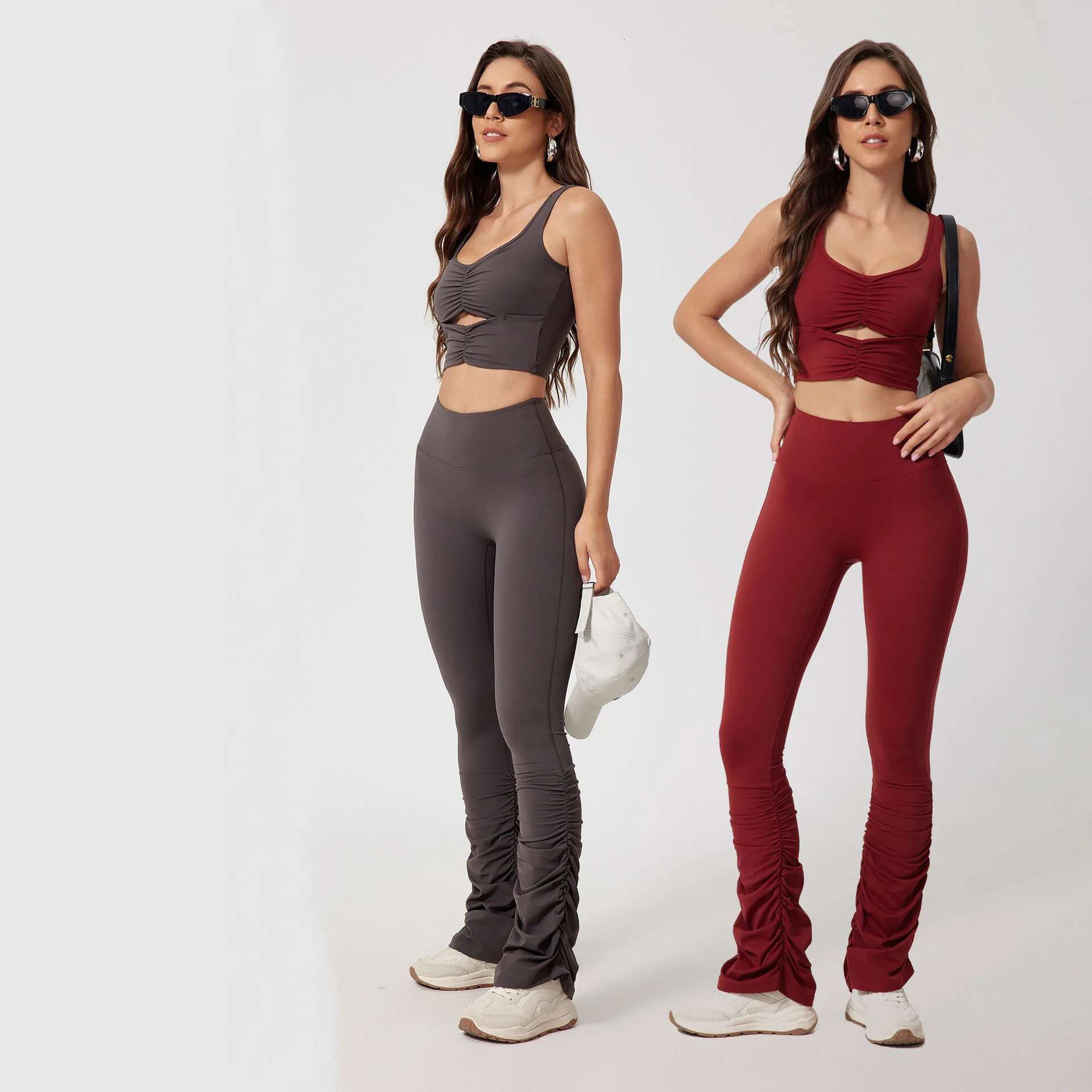 Women Gym Clothing Yoga Sets 2 Pieces Workout Outfits Fiess Pilate Tracksuits High Waist Leggings Sports Bra Athletic Wear