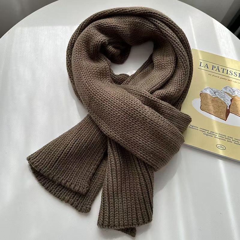 T210 new knitted wool student scarf winter Korean version thick warm solid color couple neck scarf autumn and winter all-match