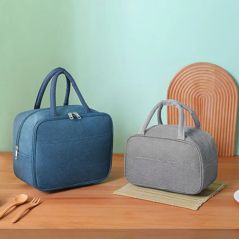 Portable insulated lunch bag waterproof canvas cooler ice pack work food handbag picnic bag 250228