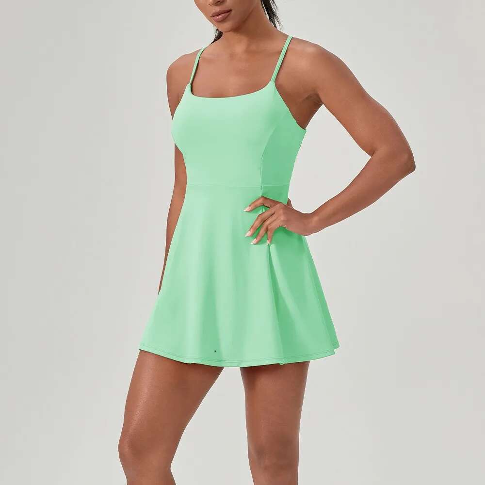 S-2Xl One Piece Tennis With Shorts&Chest Pads Golf Dress Workout Trainning Skirts Sleeveless Quick-Dry Athletic Dresses