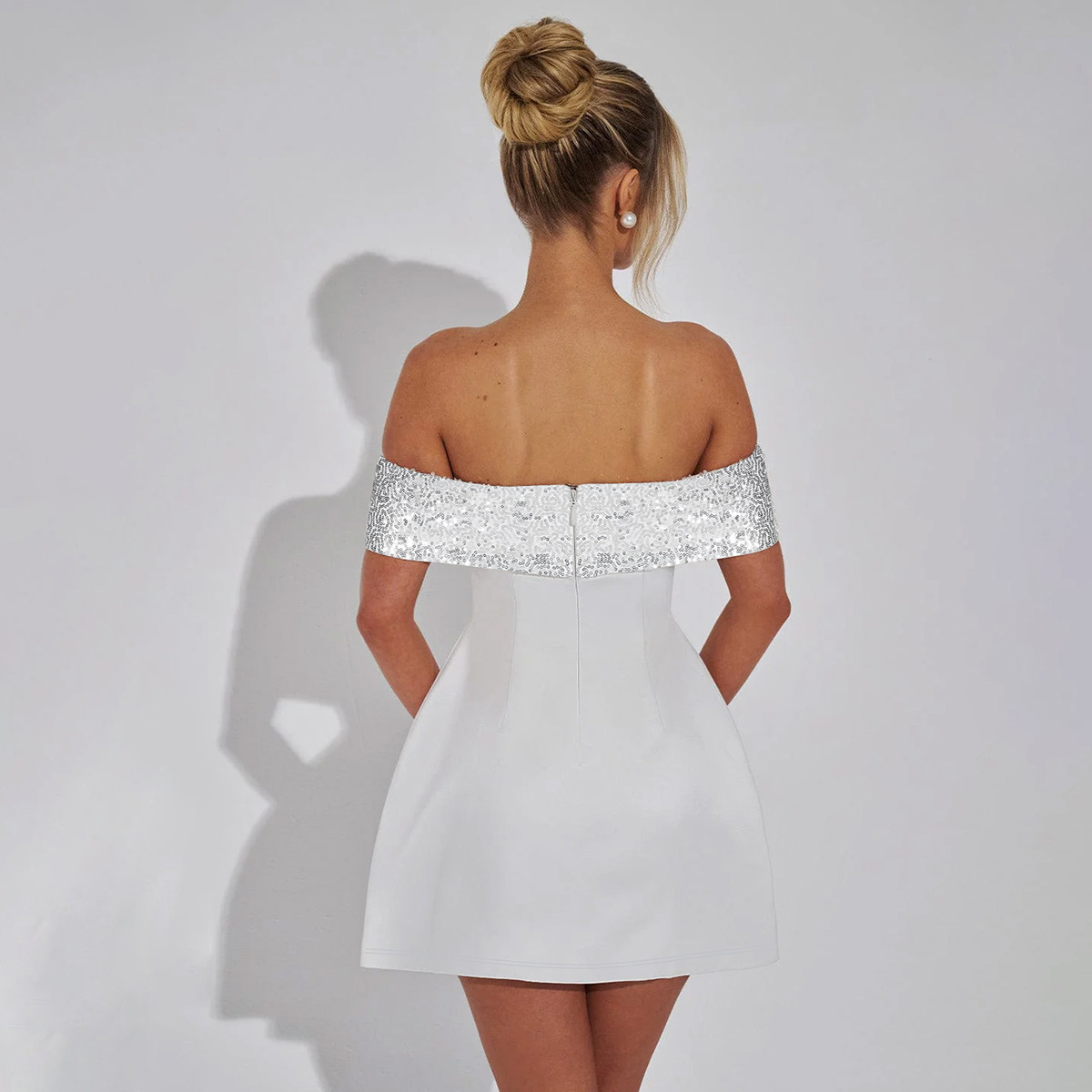 Women's New4 Winter New Product Fashionable And Sexy Slimming Splicing One Shoulder Dress