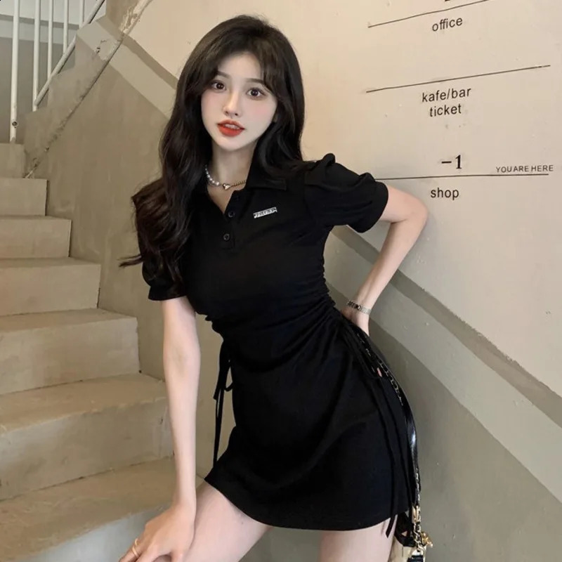 selling womens clothing solid color polo collar short sleeved shirt button up skirt ultrathin and fashionable 250227