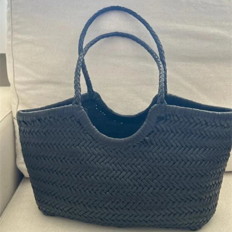 France Flower basket Handbags Womens Genuine Leather Shoulder Bag Weaving Casual Shopping Bag Vintage Big Tote Purse 250305