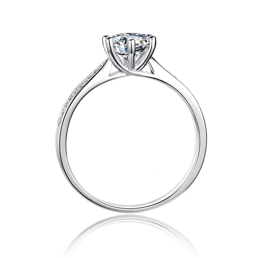 Elegant pure sier 1ct engagement with rhodium plated silica for women's commitment ring