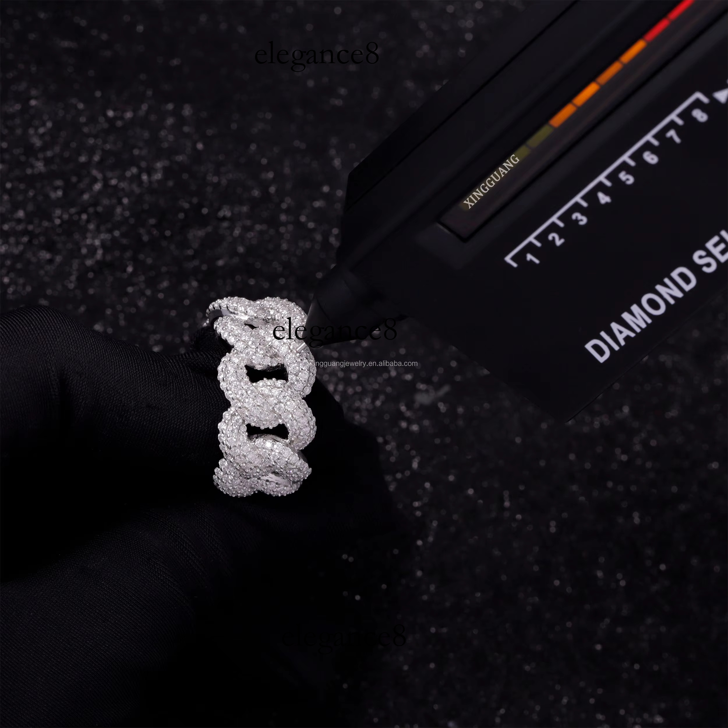 Iced Jewelry Pure Sier Men's Hip Hop VVS Mozambique Cuban Ring